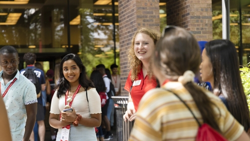 First-year students gathering for New Student Orientation