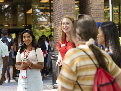First-year students gathering for New Student Orientation